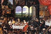 Jan Brueghel The Elder The Senses of Hearing Touch and Taste oil on canvas